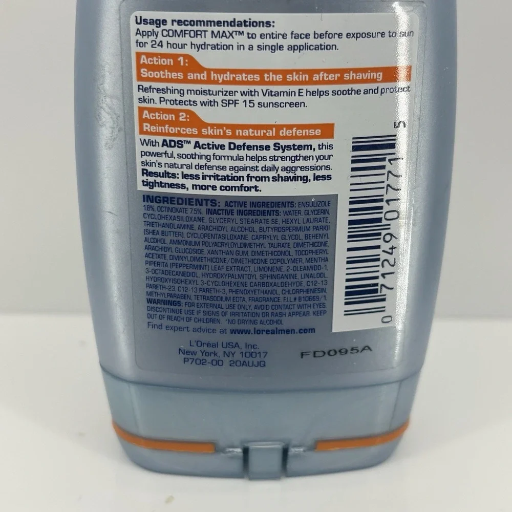 L'Oreal Men Expert Comfort Max After Shave Balm Vitamin E SPF15 3.3 fl oz. HTF